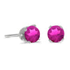 14k White Gold Round Pink Topaz Stud Earrings