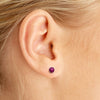 14k White Gold Round Rhodolite Garnet Stud Earrings