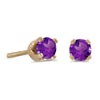 14k Yellow Gold Round Amethyst Screw-back Stud Earrings
