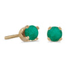 14k Yellow Gold Round Emerald Screw-back Stud Earrings
