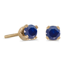  14k Yellow Gold Round Sapphire Screw-back Stud Earrings