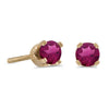 14k Yellow Gold Round Rhodolite Garnet Screw-back Stud Earrings