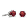 14k White Gold Round Garnet Screw-back Stud Earrings