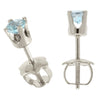 14k White Gold Round Aquamarine Screw-back Stud Earrings