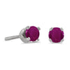 14k White Gold Round Ruby Screw-back Stud Earrings