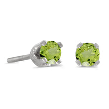  14k White Gold Round Peridot Screw-back Stud Earrings
