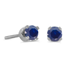  14k White Gold Round Sapphire Screw-back Stud Earrings