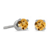 14k White Gold Round Citrine Screw-back Stud Earrings