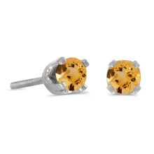  14k White Gold Round Citrine Screw-back Stud Earrings