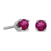 14k White Gold Round Rhodolite Garnet Screw-back Stud Earrings