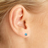 14k White Gold Round Blue Topaz Stud Earrings