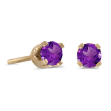  14k Yellow Gold Round Amethyst Stud Earrings