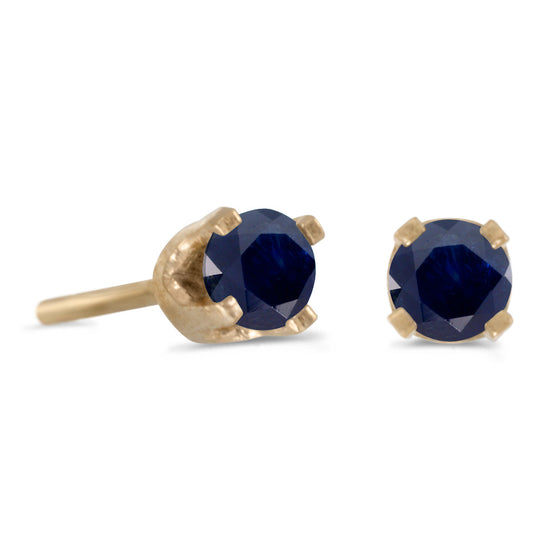14k Yellow Gold Round Sapphire Stud Earrings