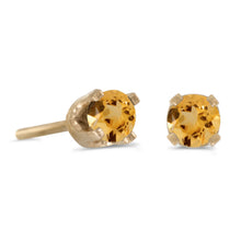  14k Yellow Gold Round Citrine Stud Earrings