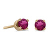 14k Yellow Gold Round Rhodolite Garnet Stud Earrings
