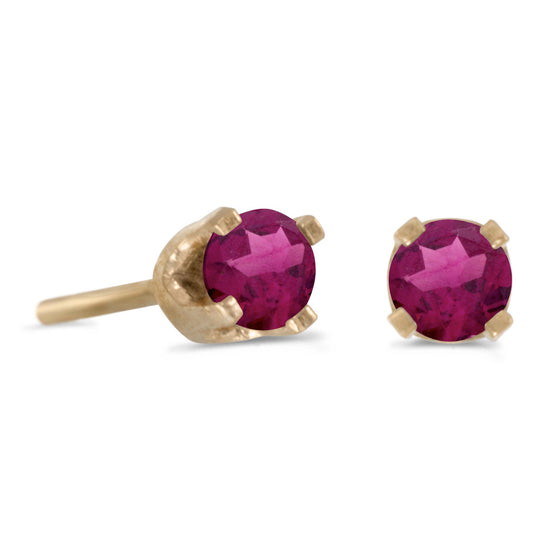 14k Yellow Gold Round Rhodolite Garnet Stud Earrings