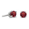 14k White Gold Round Garnet Stud Earrings