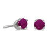 14k White Gold Round Ruby Stud Earrings