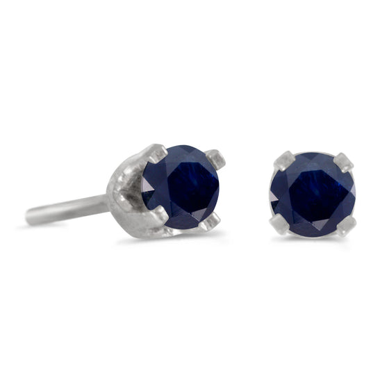 14k White Gold Round Sapphire Stud Earrings