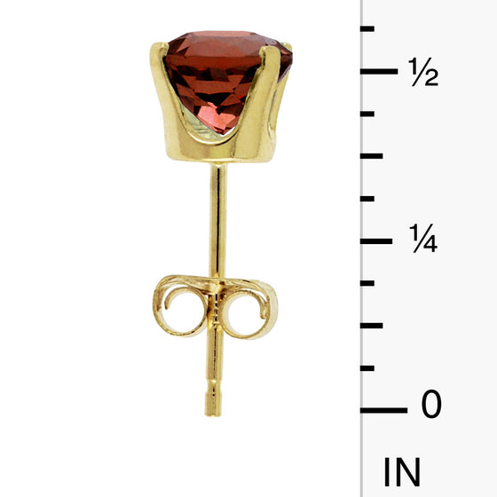 14k Yellow Gold Round Garnet Stud Earrings