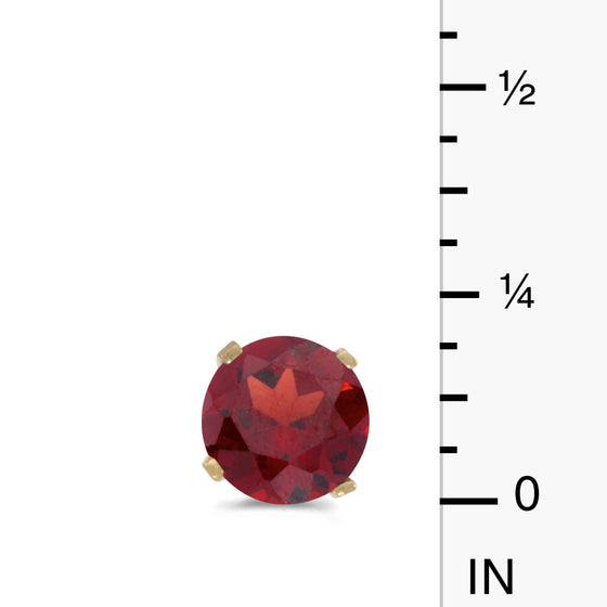 14k Yellow Gold Round Garnet Stud Earrings