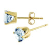 14k Yellow Gold Round Aquamarine Stud Earrings