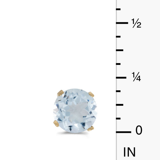 14k Yellow Gold Round Aquamarine Stud Earrings