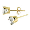 14k Yellow Gold Round White Topaz Stud Earrings