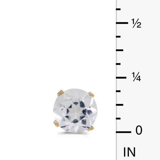 14k Yellow Gold Round White Topaz Stud Earrings