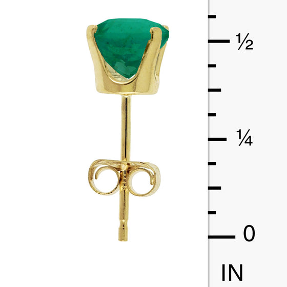 14k Yellow Gold Round Emerald Stud Earrings
