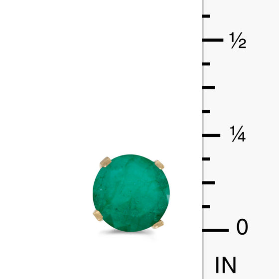 14k Yellow Gold Round Emerald Stud Earrings