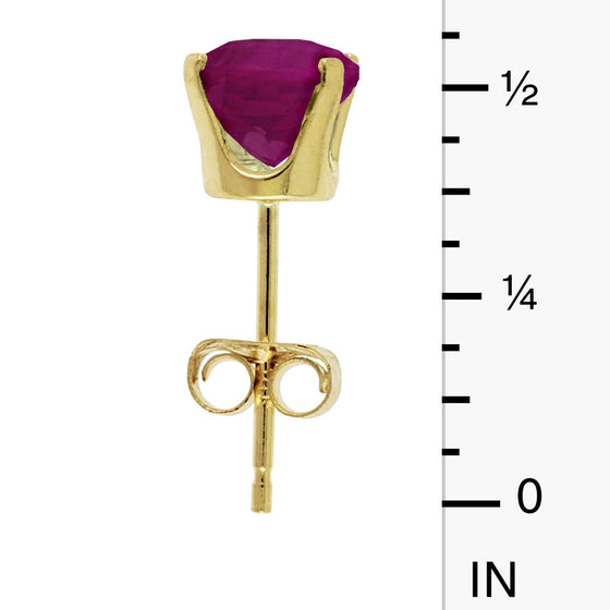14k Yellow Gold Round Ruby Stud Earrings