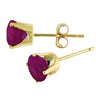 14k Yellow Gold Round Ruby Stud Earrings