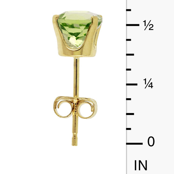 14k Yellow Gold Round Peridot Stud Earrings