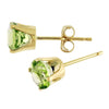 14k Yellow Gold Round Peridot Stud Earrings