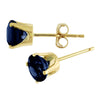 14k Yellow Gold Round Sapphire Stud Earrings