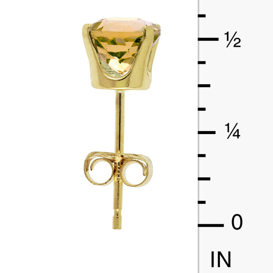 14k Yellow Gold Round Citrine Stud Earrings