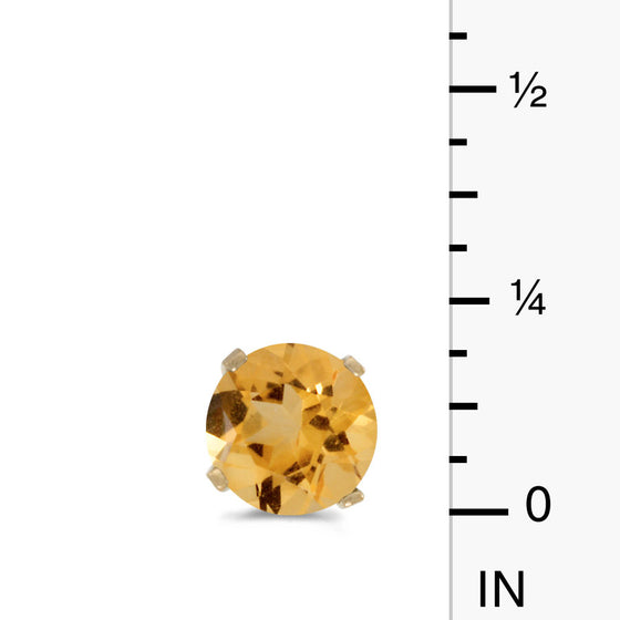 14k Yellow Gold Round Citrine Stud Earrings