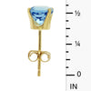 14k Yellow Gold Round Blue Topaz Stud Earrings