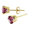 14k Yellow Gold Round Rhodolite Garnet Stud Earrings