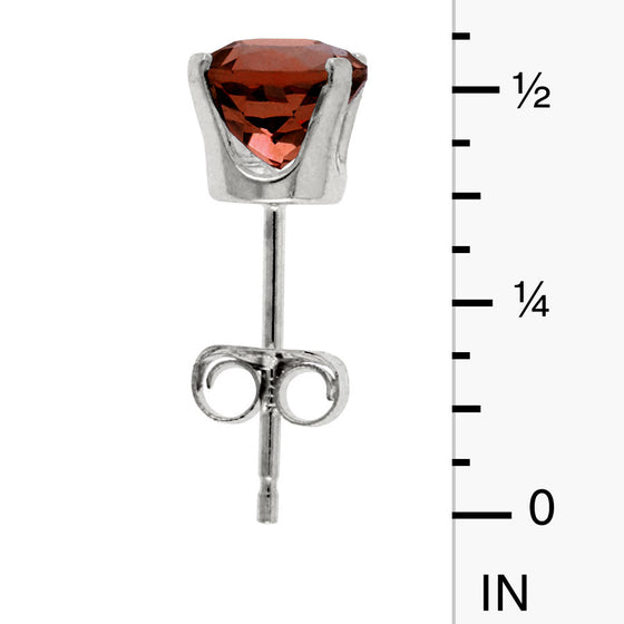 14k White Gold Round Garnet Stud Earrings
