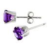 14k White Gold Round Amethyst Stud Earrings