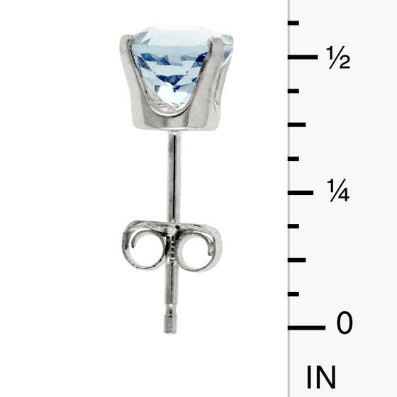 14k White Gold Round Aquamarine Stud Earrings