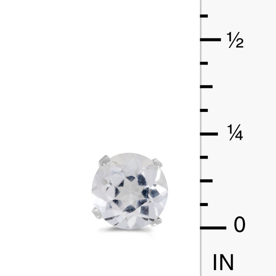 14k White Gold Round White Topaz Stud Earrings