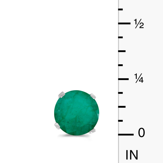 14k White Gold Round Emerald Stud Earrings