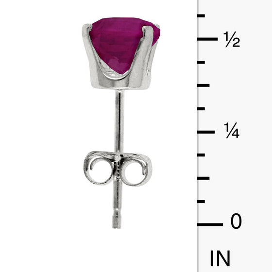 14k White Gold Round Ruby Stud Earrings