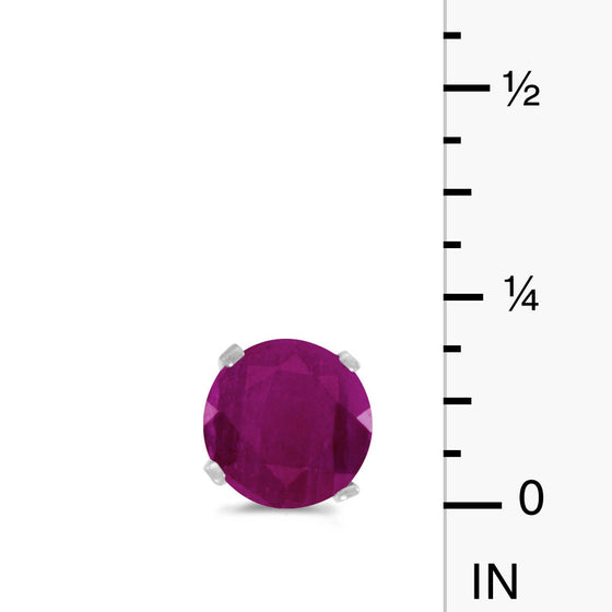 14k White Gold Round Ruby Stud Earrings