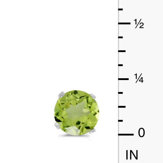 14k White Gold Round Peridot Stud Earrings