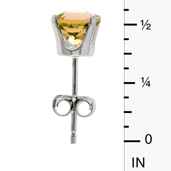 14k White Gold Round Citrine Stud Earrings