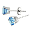 14k White Gold Round Blue Topaz Stud Earrings